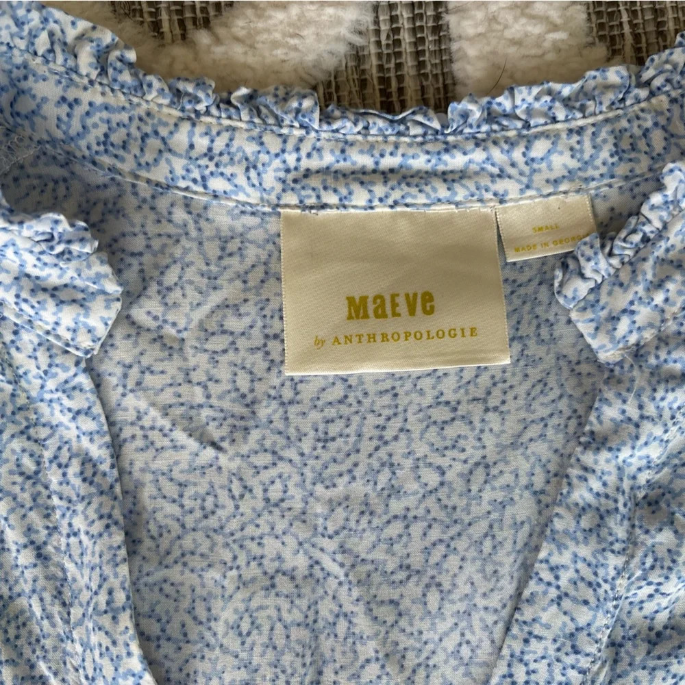 Maeve Anthropologie Flutter-Sleeved Button Down S… - image 4